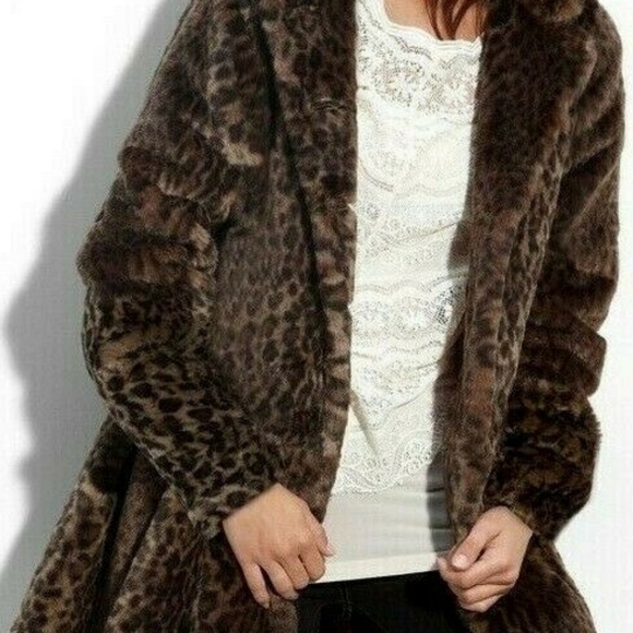 HP. Free People Leopard Print Peplum Coat - Picture 3 of 16